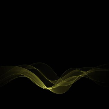 Siyah arka planda altın dalga. Soyut arkaplan. Vektör illüstrasyonu.