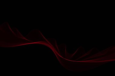 Siyah arka planda kırmızı dalga. Soyut vektör deseni.