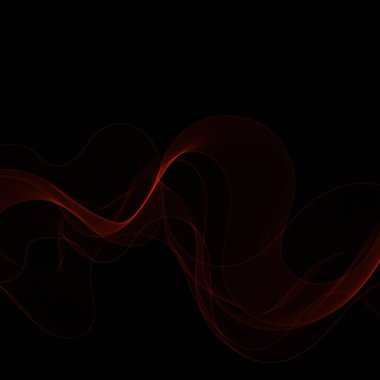 Siyah arka planda kırmızı dumanlı soyut dalga. Vektör tasarım elemanı. Eğer reklam, afiş, broşür, ekran koruyucu için şablon.