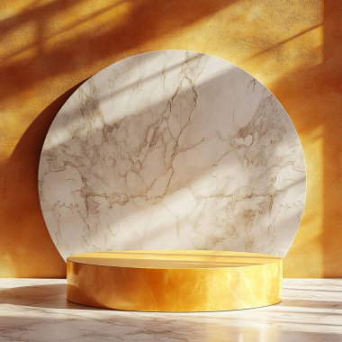 Yuvarlak Arkaplan ile dokulu Duvara karşı Altın Mermer Yaya