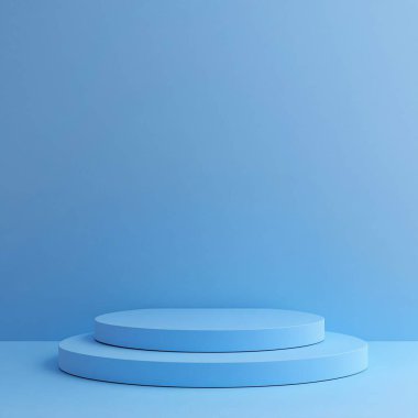 Katı Açık Mavi Arkaplanda Minimalist İki Katmanlı Mavi Yaya.