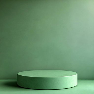 Tek Renkli Ürün Sunumu İçin Minimalist Yeşil Podyum