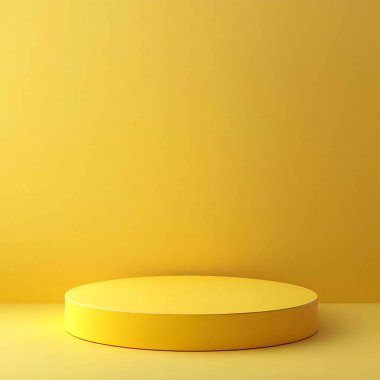 Ürün Ekranı İçin Tek Renkli Arkaplanda Asgari Parlak Sarı Silindirik Podyum.