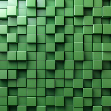 Soyut Yeşil Küp Duvarı Üç Boyutlu Doku Oluşturuyor.