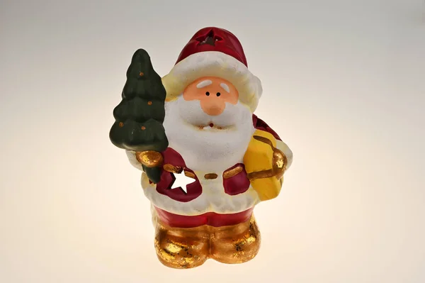 Figurine Père Noël Vêtue Rouge Avec Une Barbe Blanche — Photo
