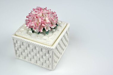 pink flower pottery on box