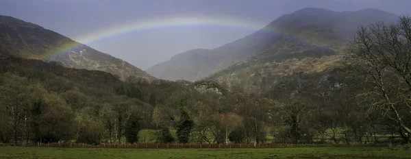 A rainbow in the mountains of Snowdonia in North Wales, U