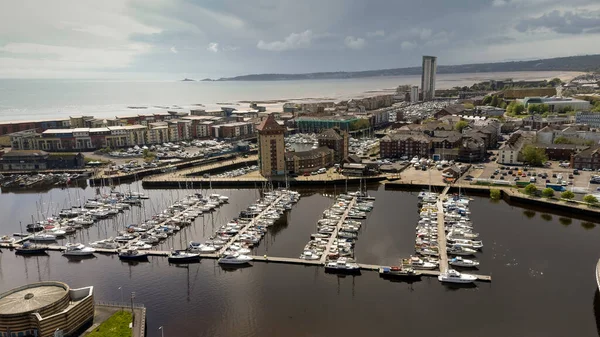 Redakcja Swansea Wielka Brytania Maja 2023 Drone View River Tawe — Zdjęcie stockowe
