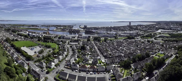 Leder Swansea August 2023 Panorama Den Østlige Side Swansea City - Stock-foto