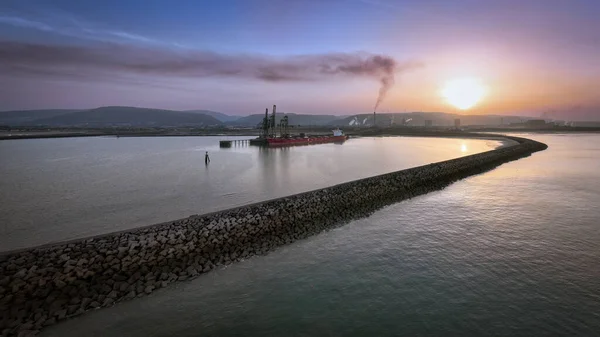 Editorial Port Talbot Reino Unido Setembro 2023 Sunrise Ship Loading — Fotografia de Stock