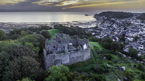 Leitartikel Swansea Großbritannien Oktober 2023 Oystermouth Castle Aus Der Luft — Stockfoto