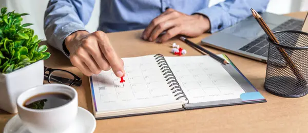 Businessman Agenda Calendar Reminder Agenda Work Online Home Men Plan — Stock Photo, Image