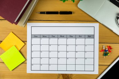 Takvim planı Her ay iş veya etkinlik yapmak.