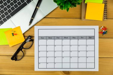 Takvim planı Her ay iş veya etkinlik yapmak.