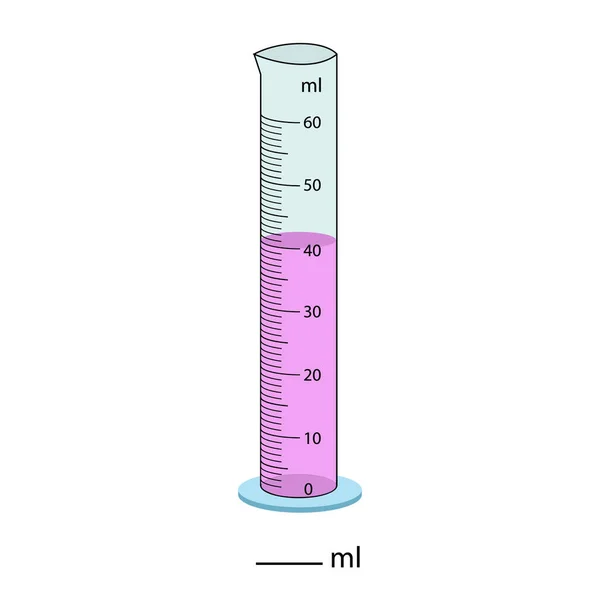测量圆筒矢量图解 圆筒刻度管矢量玻璃化学测量体积 测量烧杯的体积 测量活动 渐进式气缸 — 图库矢量图片