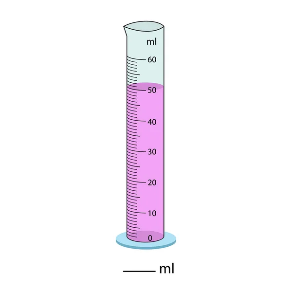 测量圆筒矢量图解 圆筒刻度管矢量玻璃化学测量体积 测量烧杯的体积 测量活动 渐进式气缸 — 图库矢量图片
