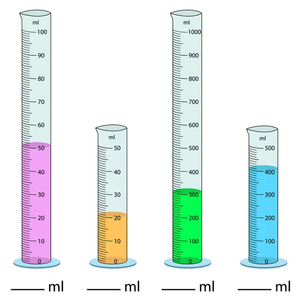 Cylindre Mesure Illustration Vectorielle Cylindre Gradué Tube Vecteur Verre Chimie — Image vectorielle