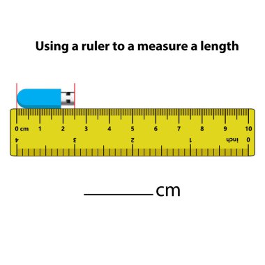 Cetvelle santimetre uzunluğunda. Eğitim geliştirme programı. Çocuklar için oyun. Çocuklar için bulmaca. Vektör çizimi. çizgi film biçimi.