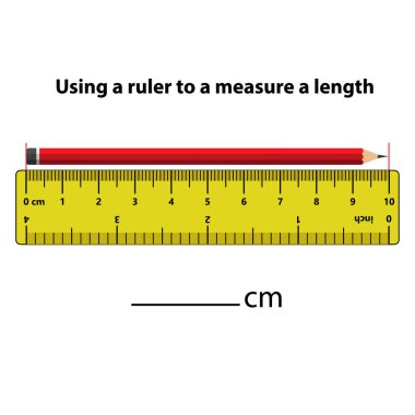 Cetvelle santimetre uzunluğunda. Eğitim geliştirme programı. Çocuklar için oyun. Çocuklar için bulmaca. Vektör çizimi. çizgi film biçimi.
