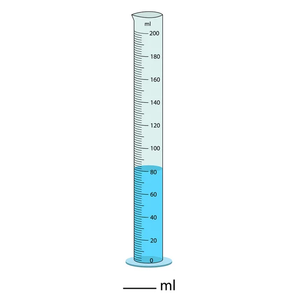 Messzylinder Vektorillustration Zylindergraduierte Röhrenvektorglaschemie Zur Messung Des Volumens Messung Des — Stockvektor