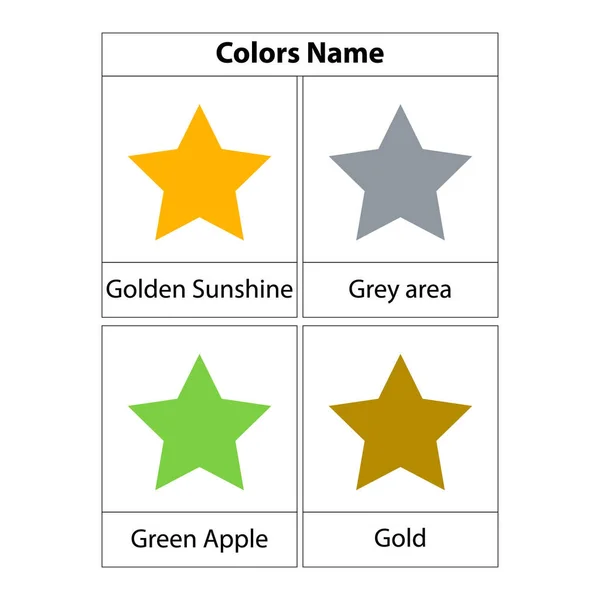 Star Learning Farben Name Vektorillustration Weißer Hintergrund Vektorillustration — Stockvektor