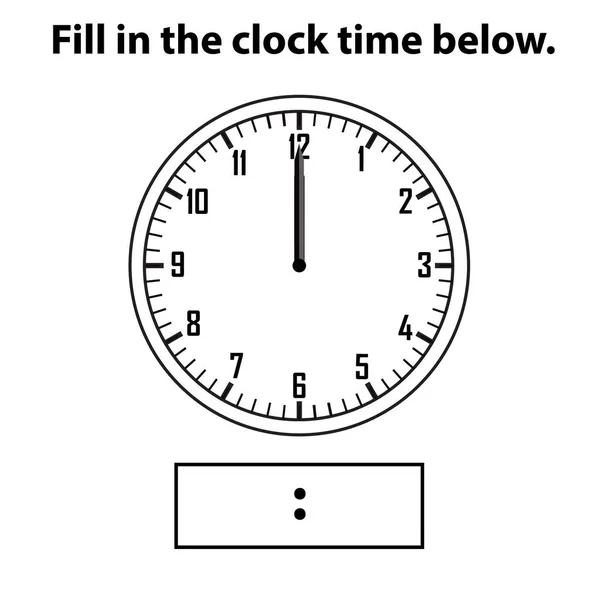 Αναλογικό Ρολόι Ώρα Είναι Γράψε Ρολόι Εκμάθησης Και Φύλλο Εργασίας — Διανυσματικό Αρχείο