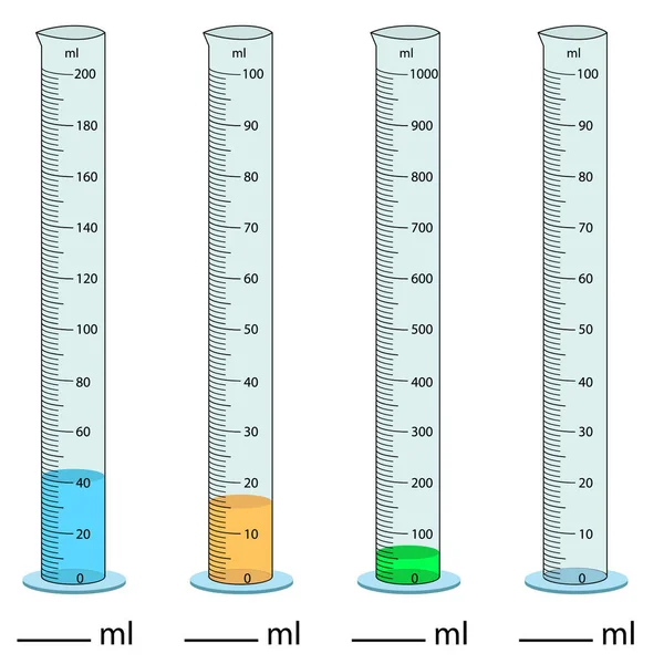Measuring Cylinder Vector Illustration Cylinder Graduated Tube Vector Glass Chemistry — Stock Vector