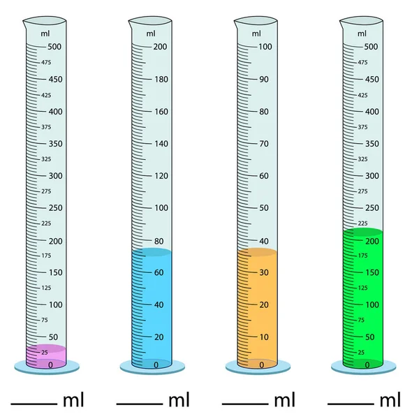 Cilindro Medição Ilustração Vetorial Cilindro Graduado Tubo Vetor Vidro Química — Vetor de Stock