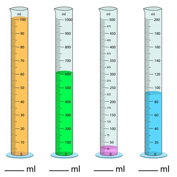 Meetcilinder Vector Illustratie Cilinder Gegradueerde Buis Vector Glas Chemie Meten — Stockvector