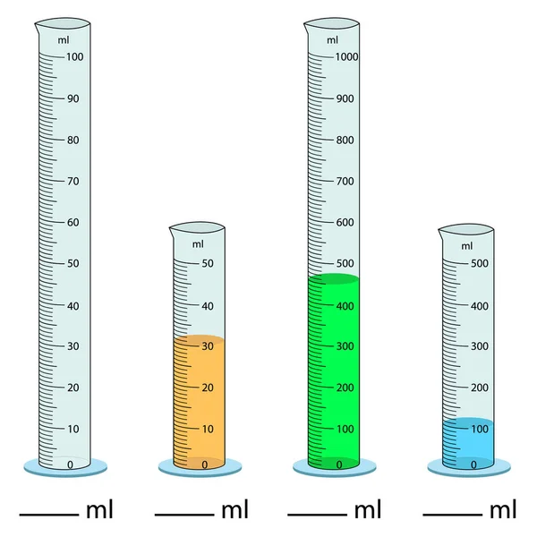 Messzylinder Vektorillustration Zylindergraduierte Röhrenvektorglaschemie Zur Messung Des Volumens Messung Des — Stockvektor