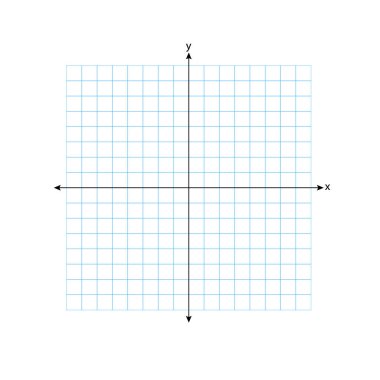 Grafik - Beyaz arkaplanlı iki boyutlu kare koordinat sistemi. X ve Y eksenli dikdörtgen koordinat düzlemi. Vektör illüstrasyonu.