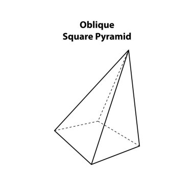 Oblique Meydanı Piramidi. Geometrik şekiller. Beyaz üzerine izole edilmiş vektör çizimi. Simge, baskı, geometri tasarımı. Tıkanmış üçgen klipsli resim. özet çizimi.