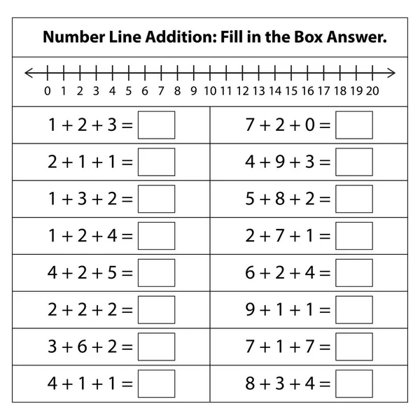 Nummer Till Tillägg Matematikdiagram För Addition Och Subtraktion Skolan Isolerad — Stock vektor