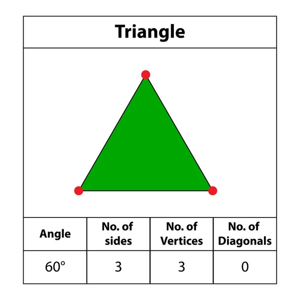 Triángulo Formas Ángulos Vértices Lados Diagonales Con Colores Campos Para — Vector de stock