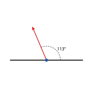 113 derece açılı. Vektör çizimi. Matematik geometrisi. beyaz arkaplanda izole