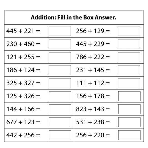 Nummer Tillägg Matematikdiagram För Addition Och Subtraktion Skolan Isolerad Vit — Stock vektor