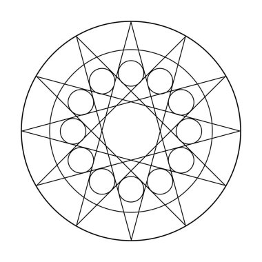 Yaşam çiçeği 6,19 ve daire çizgisi. Kutsal Geometri Vektör Tasarım Elementleri. Geometrik mistik mandalaların dünyası. karmaşık çizimler.