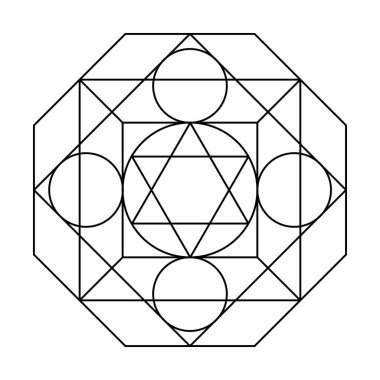 Sekizgen yıldızı grafiği. Korkak Geometri Vektör Tasarım Elementleri. Karmaşık çizimlerimizle geometri dünyası.