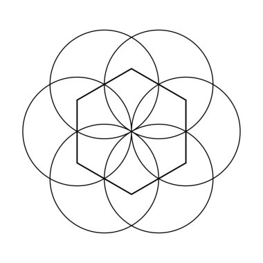 Altıgen. Korkak Geometri Vektör Tasarım Elementleri. Karmaşık çizimlerimizle geometri dünyası. Siyah çizgi sanatında.