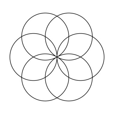 6 yaşam çemberi. Korkak Geometri Vektör Tasarım Elementleri. Karmaşık çizimlerimizle geometri dünyası. Siyah çizgi sanatında.