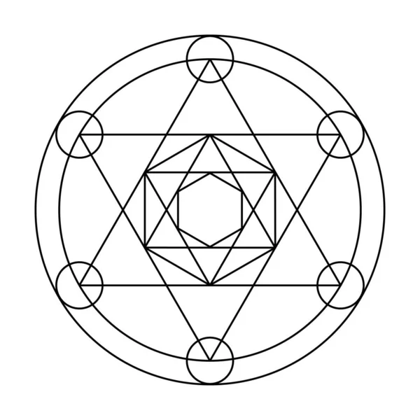 四面体グラフ 神聖幾何学ベクトル設計要素 複雑なイラストで幾何学の世界を表現しました — ストックベクタ