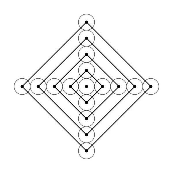Kare Grafik Korkak Geometri Vektör Tasarım Elementleri Geometrik Mistik Mandalaların — Stok Vektör