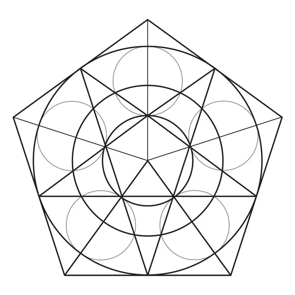 ペンタゴングラフ 怖い幾何学ベクトル設計要素 複雑なイラストで幾何学の世界を — ストックベクタ