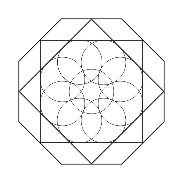 怖い幾何学ベクトル設計要素 この宗教 精神性のシンボル 複雑なイラストで幾何学の世界を — ストックベクタ