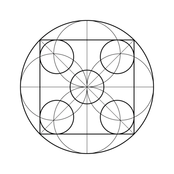 Geometría Asustada Elementos Diseño Vectorial Esta Religión Filosofía Símbolos Espiritualidad — Vector de stock