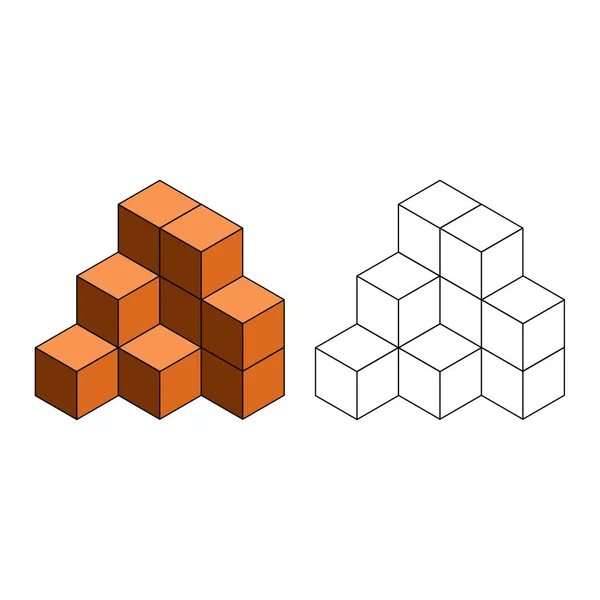 Isometric Drawing, perspektif çizimine benzer, üç boyutlu formları temsil etmekte kullanılan bir tekniktir. Isometric Küpü doldurulmuş renk ve çizilmiş vektör simgeleriyle tasvir edilir.