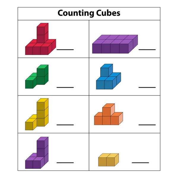 Conteggio Colore Cubi Esercizio Gioco Logica Istruzione Bambini Età Prescolare — Vettoriale Stock