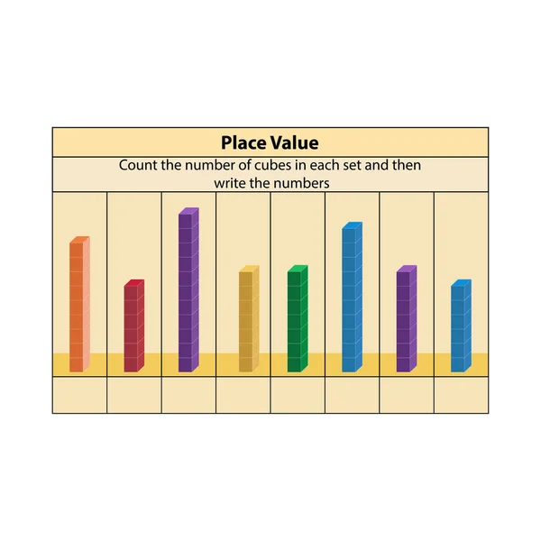 Place Value Stacked Blocks Counting Place Value Chart Work Vector — Stock Vector