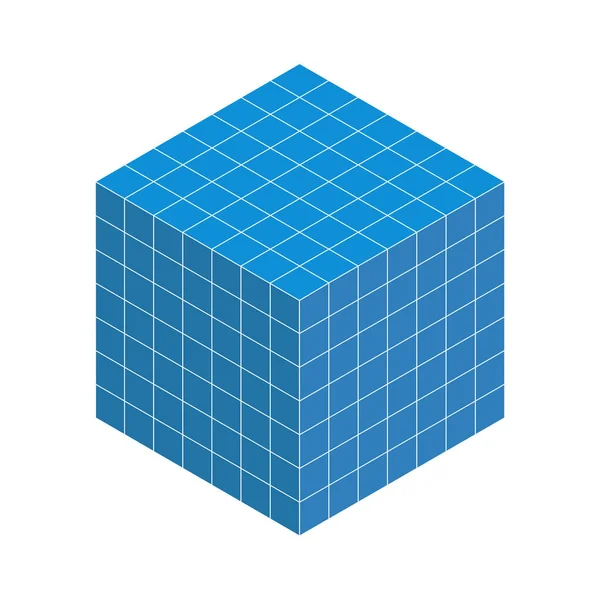 Gráfico Cuadrado Dibujo Color Azul Cubo Isométrico Textura Del Proyecto — Archivo Imágenes Vectoriales