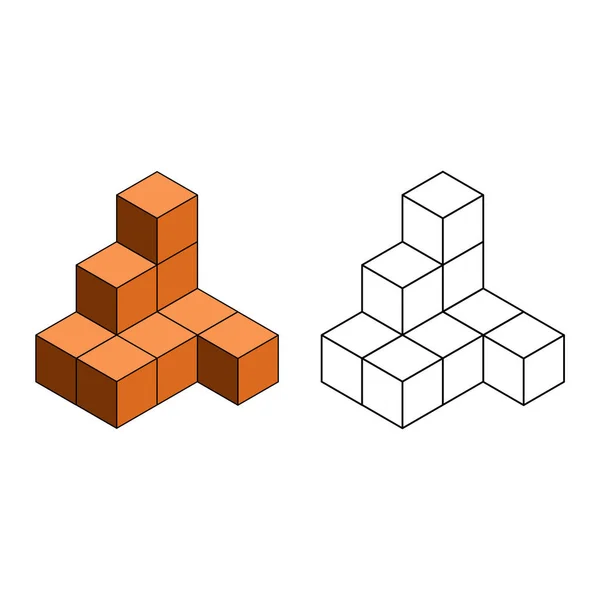 Cubos Isométricos Para Cada Forma Utilizando Las Líneas Punteadas Una — Archivo Imágenes Vectoriales